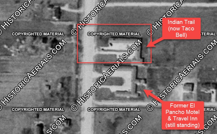 El Pancho Motel (Travel Inn) - 1954 Aerial (newer photo)